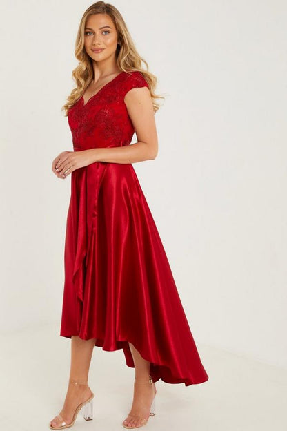 red dip hem dress Trendy Bubble Hem Red Dress | Women's Midi Dresses