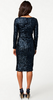 GLAMOROUS - Long Sleeve Sequin Dress Navy - Designer Dress hire
