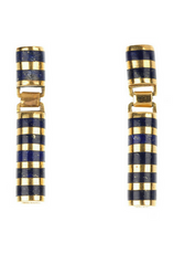 KNIGHTSBRIDGE ROCKS - Gold and Lapis Lazuli Ear Pendants - Designer Dress Hire