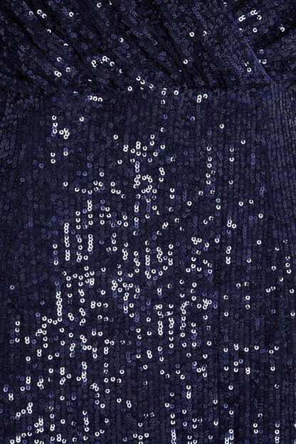Navy Sequin Wrap Dress