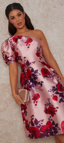CHI CHI LONDON - One Shoulder Puff Sleeve Dress - Designer Dress hire 