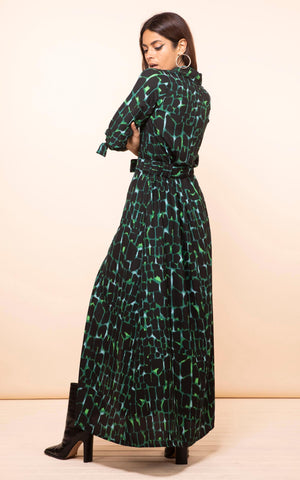 DANCING LEOPARD - Dove Dress Green Alligator - Designer Dress hire 