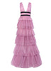 CLUB L - Flocked Fishtail Maxi Dress - Designer Dress hire 