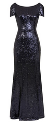 HOTSQUASH - Navy Fishtail Cowl Gown - Designer Dress Hire