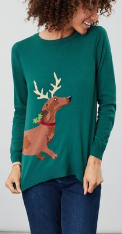 Dachshund Crew Neck Jumper Girl Meets Dress