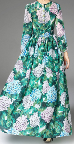 KAIMILAN - Hydrangea Print Maxi Dress - Designer Dress hire 
