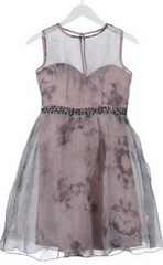 LITTLE MISTRESS - Grey Floral Cocktail Dress - Designer Dress Hire