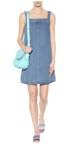 mih jeans denim dress M.I.H Anthropologie Patchwork Suede Denim Dress Medium