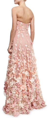 MARCHESA NOTTE - Blush Strapless Tulle Gown - Designer Dress hire 