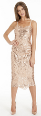 MATTEO - Nikki Gold Sequin Dress - Designer Dress Hire