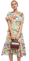 TWISTED WUNDER - Midi Tea Lemon Floral Dress - Designer Dress Hire