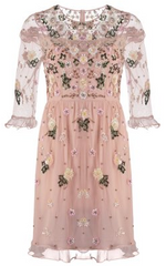 NEEDLE & THREAD - Floral Embroidered Pink Dress - Designer Dress Hire