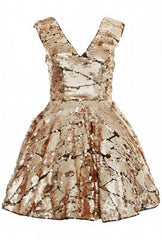 OPULENCE ENGLAND - Gold Sequin Prom Dress - Designer Dress Hire