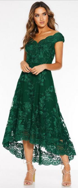 Green Embroidered High Low Dress | Quiz dresses to rent UK Girl Meets Dress Green Embroidered High Low Dress | Quiz dresses to rent UK Girl Meets Dress