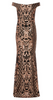 QUIZ - Black Rose Gold Bardot Dress - Designer Dress hire