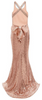 QUIZ - Rose Gold Sequin Maxi Dress - Designer Dress hire