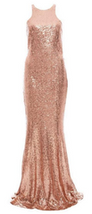QUIZ - Rose Gold Sequin Maxi Dress - Designer Dress Hire