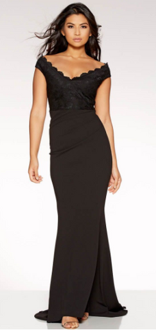 Black lace clearance fishtail maxi dress