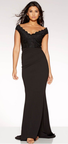 Black lace sales fishtail maxi dress