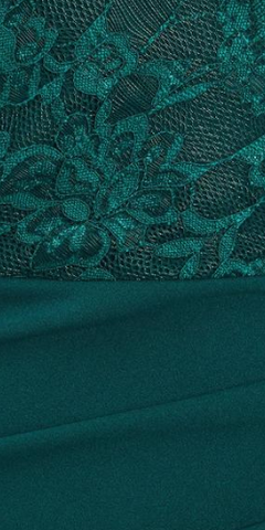 Green Bardot Lace Fishtail Gown Mermaid dress hire Girl Meets Dress