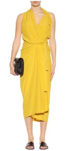 RICK OWENS - Yellow Wrap Dress - Designer Dress hire 