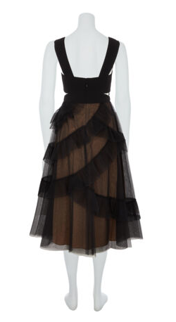 BCBGMAXAZRIA - Black Mesh Frill Dress - Designer Dress hire 