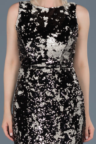 MIMI + ALICE - Black Silver Sequin Dress - Designer Dress hire 