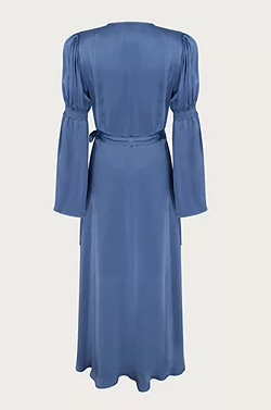 GHOST - Maeve Satin Dress Blue - Designer Dress hire 