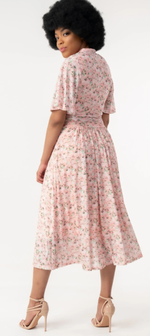JOLIE MOI - Tina Floral Midi Dress Apricot - Designer Dress hire 