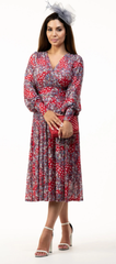 JOLIE MOI - Vanessa Red Floral Midi Dress - Designer Dress Hire