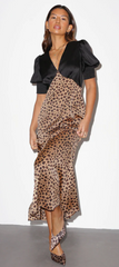 NEVER FULLY DRESSED - Black And Leopard May Dress - Designer Dress Hire