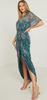 QUIZ - Green Sequin Midi Dress - Designer Dress hire