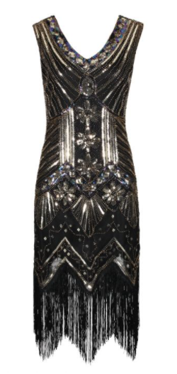 Gloria 1920s Flapper Dress Black