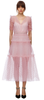 Self Portrait - Pink Dot Mesh Midi Dress - Designer Dress hire