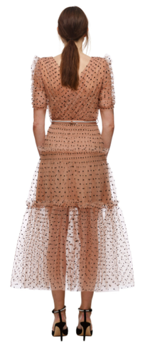 Self Portrait - Dot Mesh Midi Dress - Designer Dress hire 