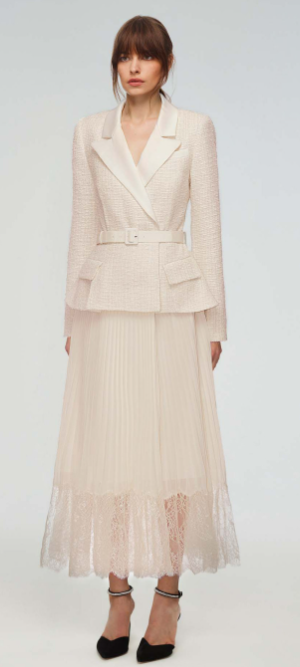Cream Tailored Boucl And Chiffon Midi Dress | Rent Self Portrait dresses Girl Meets Dress Cream Tailored Boucl And Chiffon Midi Dress | Rent Self Portrait dresses Girl Meets Dress