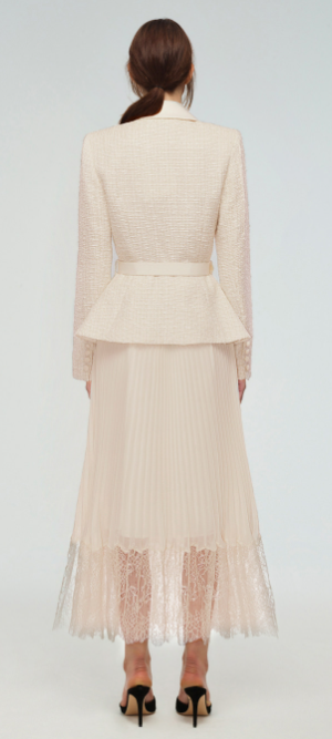 Cream Tailored Boucl And Chiffon Midi Dress | Rent Self Portrait dresses Girl Meets Dress Cream Tailored Boucl And Chiffon Midi Dress | Rent Self Portrait dresses Girl Meets Dress