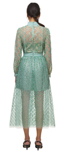 Self Portrait - Grid Sequin Midi Dress - Designer Dress hire 