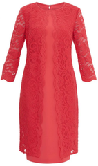 GINA BACCONI - Clarabelle Lace Dress Red - Designer Dress Hire