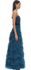 MARCHESA NOTTE - Blue Ruffled Tulle Gown - Designer Dress hire