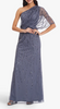 ADRIANNA PAPELL - Art Deco Shoulder Gown Blue - Designer Dress hire