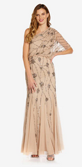 ADRIANNA PAPELL - One Shoulder Beaded Gown - Rent Designer Dresses at Girl Meets Dress
