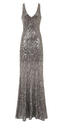HOTSQUASH - V Sequin Silver Gown - Rent Designer Dresses at Girl Meets Dress