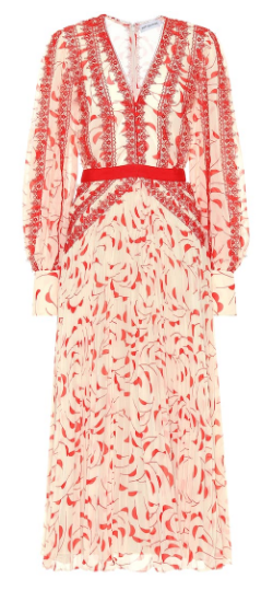 Red Scattered Midi Dress Self Portrait Girl Meets Dress
