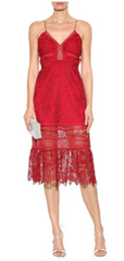 Self Portrait - Floral Red Midi Dress - Designer Dress Hire