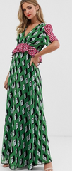 TWISTED WUNDER - Green Geo Print Maxi - Designer Dress Hire