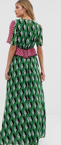 TWISTED WUNDER - Green Geo Print Maxi - Designer Dress hire 