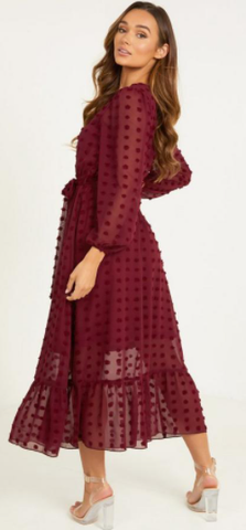 QUIZ - Wine Sleeved Midaxi Dress - Designer Dress hire 