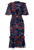 QUIZ - Teal Embroidered Dip Hem Dress - Designer Dress hire 