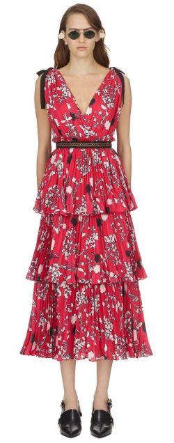 self portrait red floral lattice lace dress Self-Portrait Lace Flower Midi Dress | Red